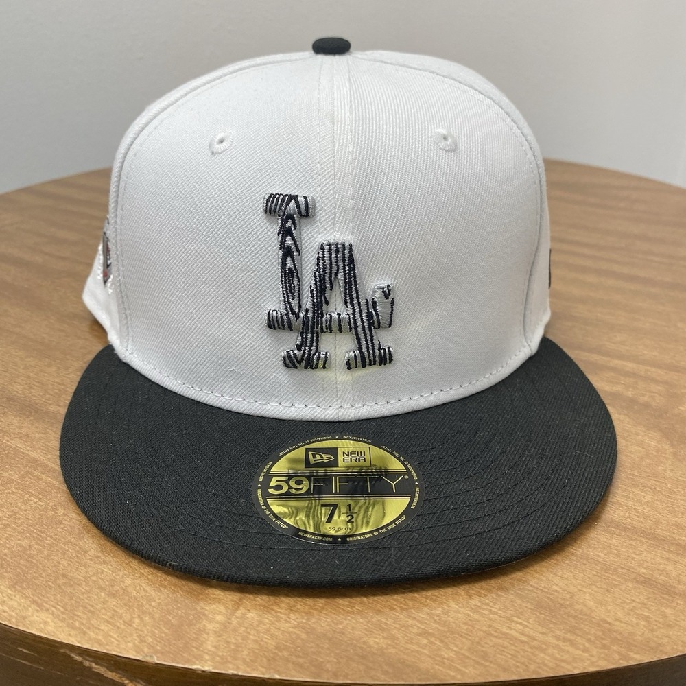 New Era LA Dodgers White 50th Anniversary Patch 59Fifty 7 1/2 Exclusive MLB